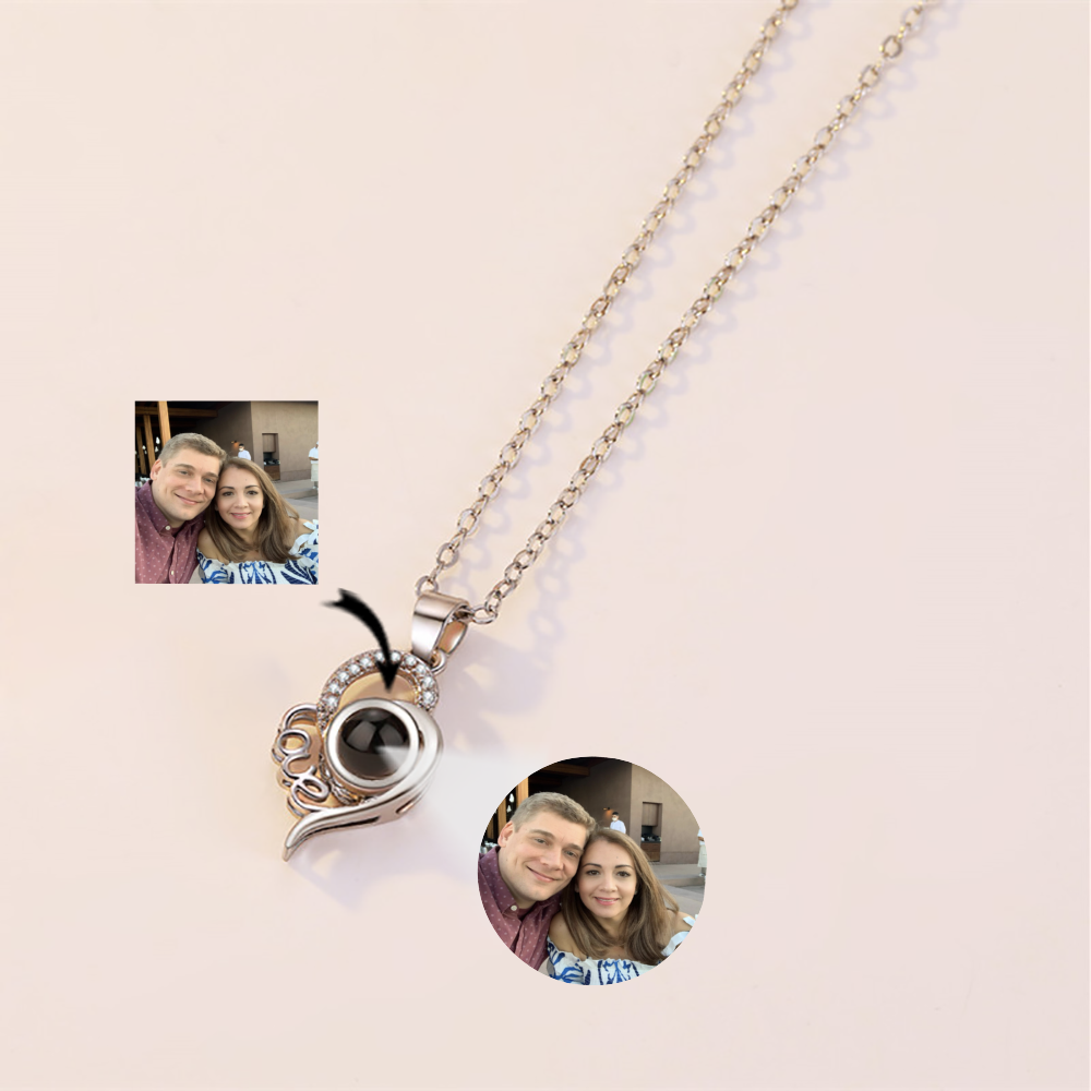 Custom Photo Projection Necklace Heart Shape Pendan and Chain for JC