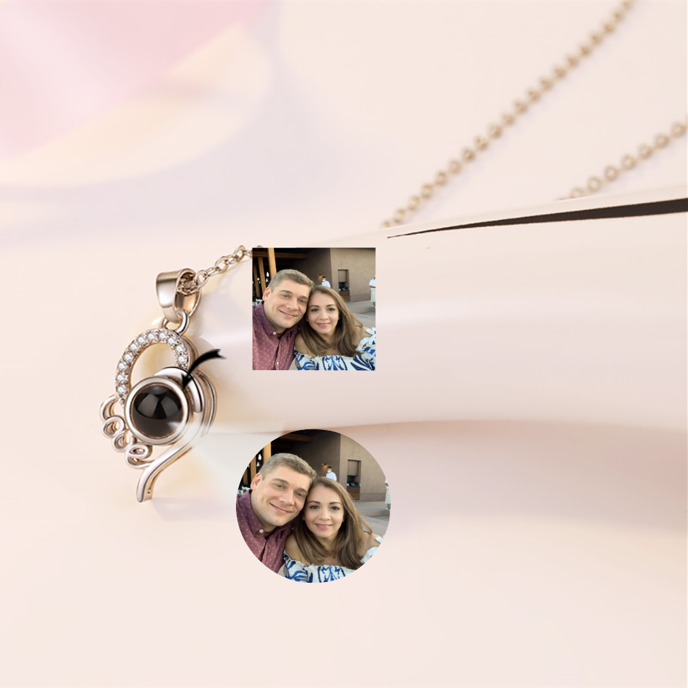 Custom Photo Projection Necklace Heart Shape Pendan and Chain for JC